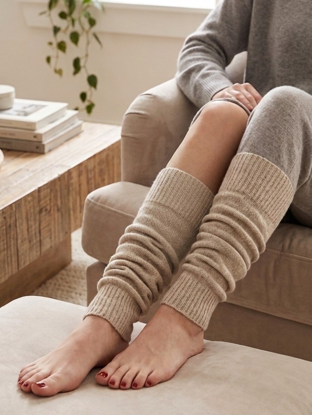 Vintage Y2K Sandy Beige Baggy Cozy Leg Warmers